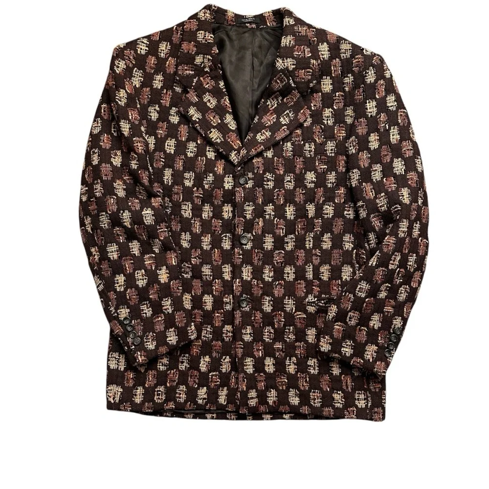 Vintage Al Barden Tweed Blazer 40R Brown Textured Wool Sport Coat
